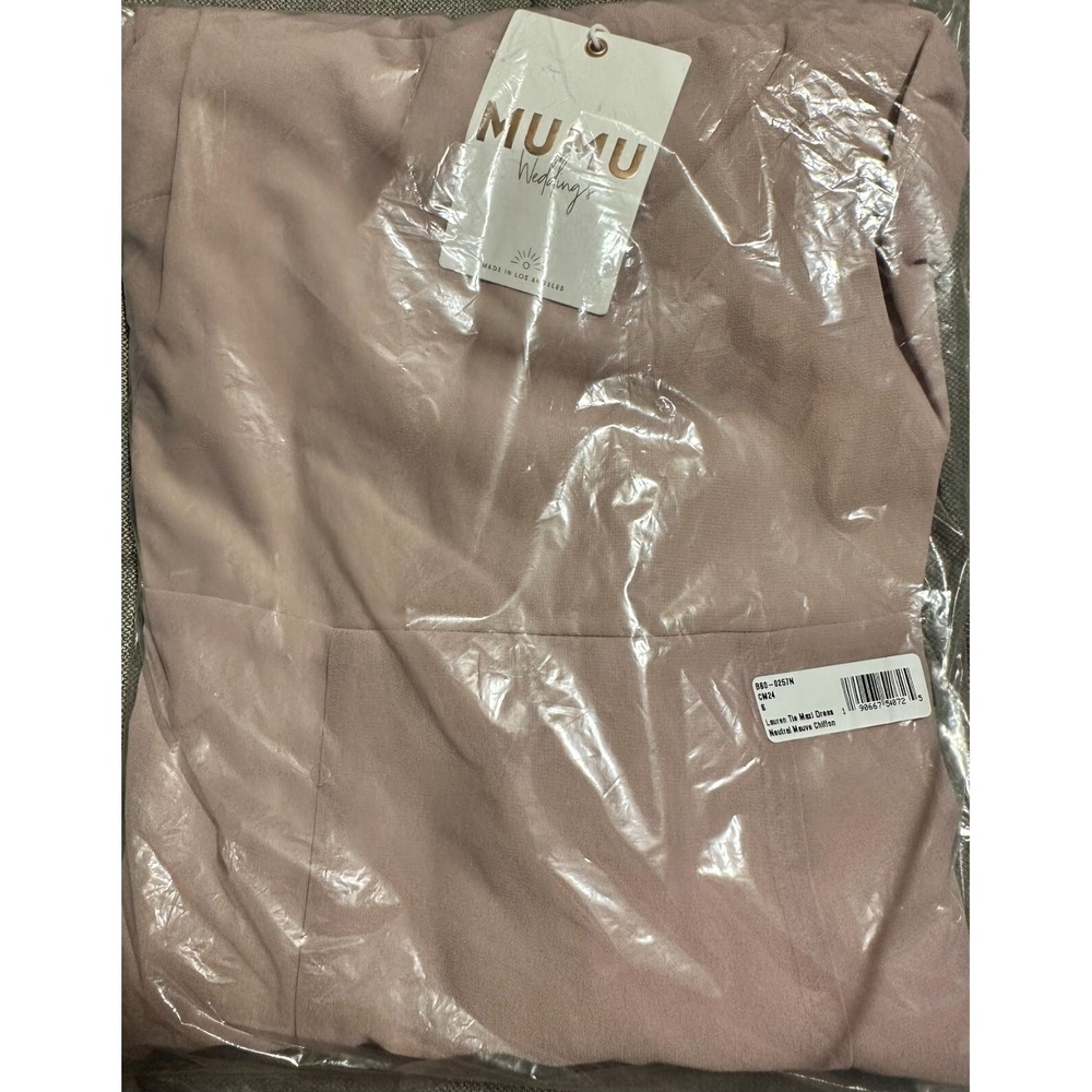 NWT | Show Me Your Mumu Lauren Tie Maxi Dress  Neutral Mauve Chiffon Small $188 - Picture 5 of 6